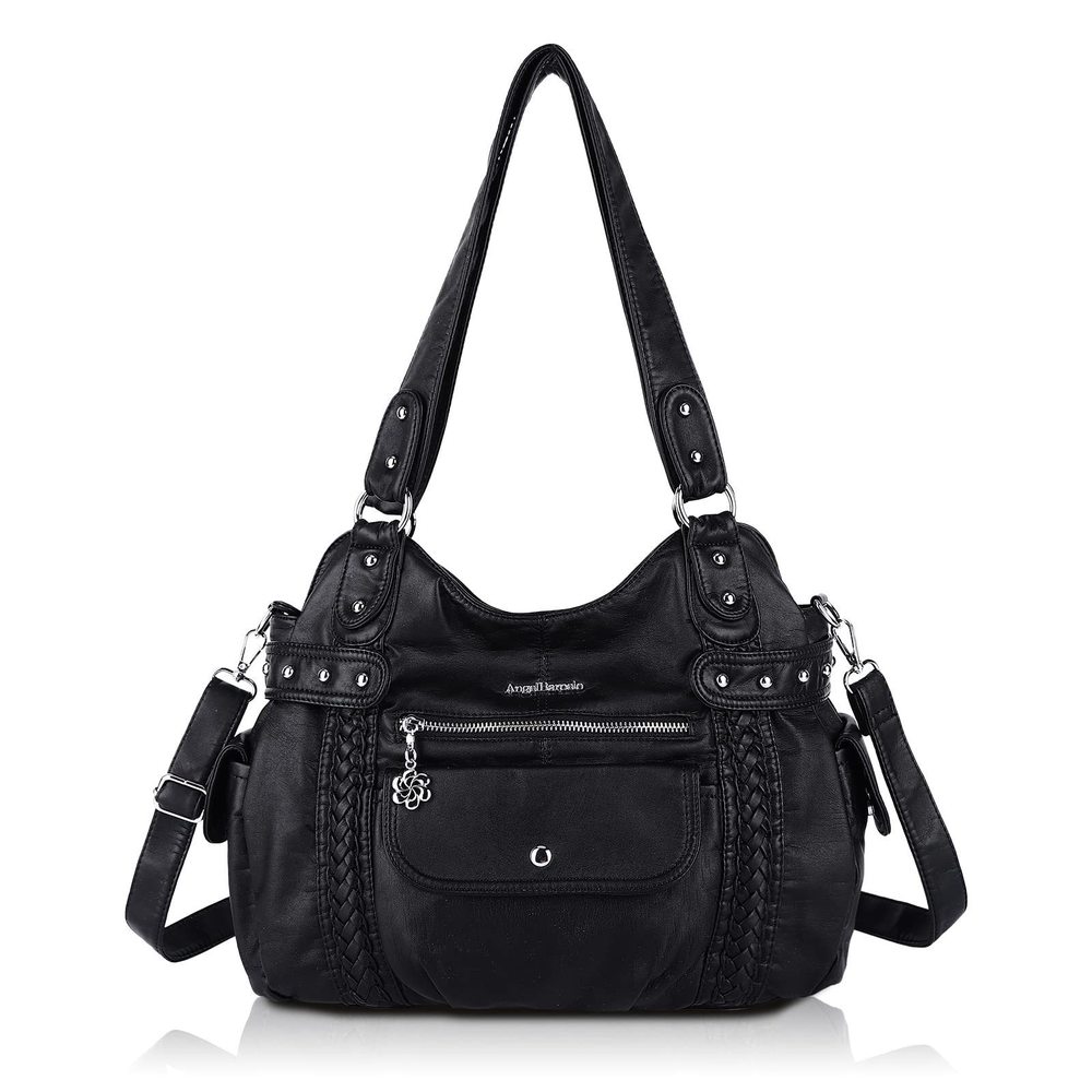 Blue PU Leather Large Hobo Shoulder Bag